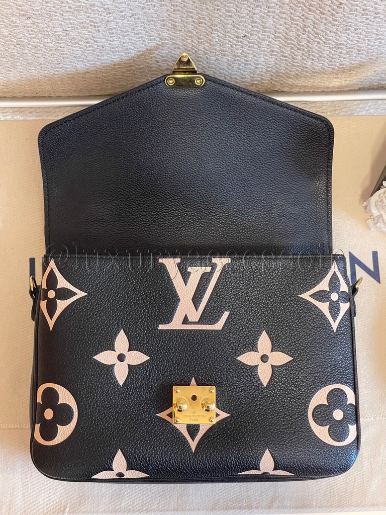 Authentic Louis Vuitton Empreinte Leather Pochette Metis Bicolor Monogram  Bag