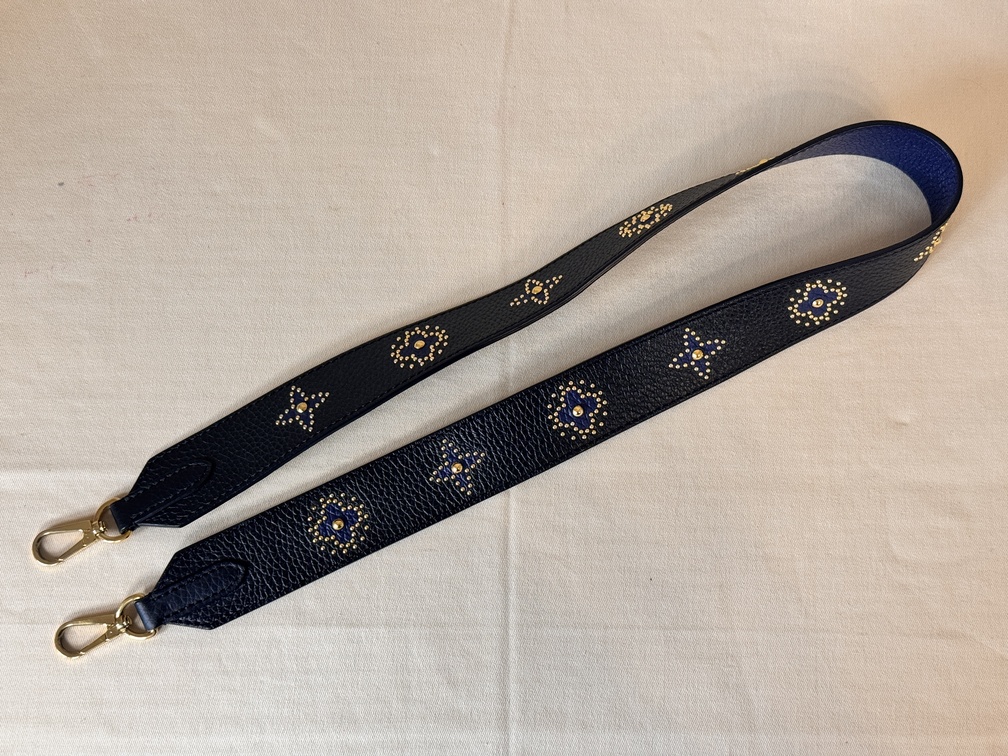 Bandouliere Schultergurt schwarz / blau studs