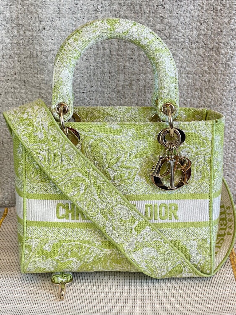Toile de Jouy Lady Dior Bag Beaded Leather Medium at 1stDibs