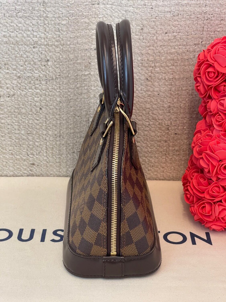 Louis Vuitton Alma Damier Ebene Shoulder Bag BB Brown Canvas. 100% Authentic