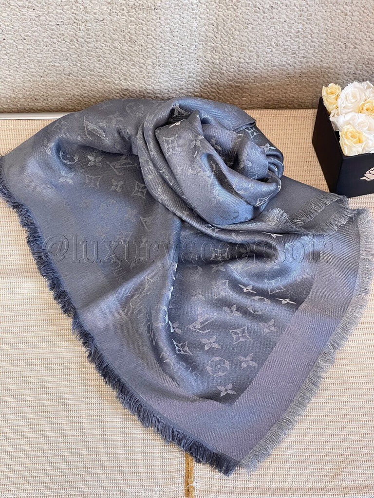 Monogram Shine Shawl anthrazit grey