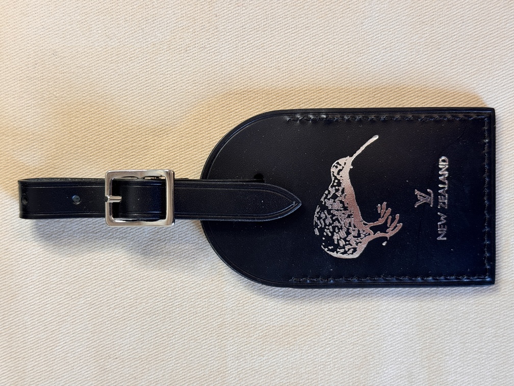 luggage tag hotstamped KIWI (New Zealand)