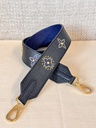 Bandouliere strap black / dark blue studs