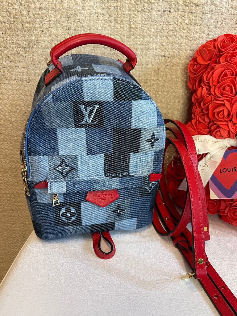 Louis+Vuitton+Palm+Springs+Backpack+Mini+Blue+Denim for sale online